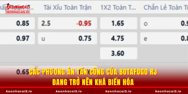 Các phương án tấn công của Botafogo RJ đang trở nên khá biến hóa